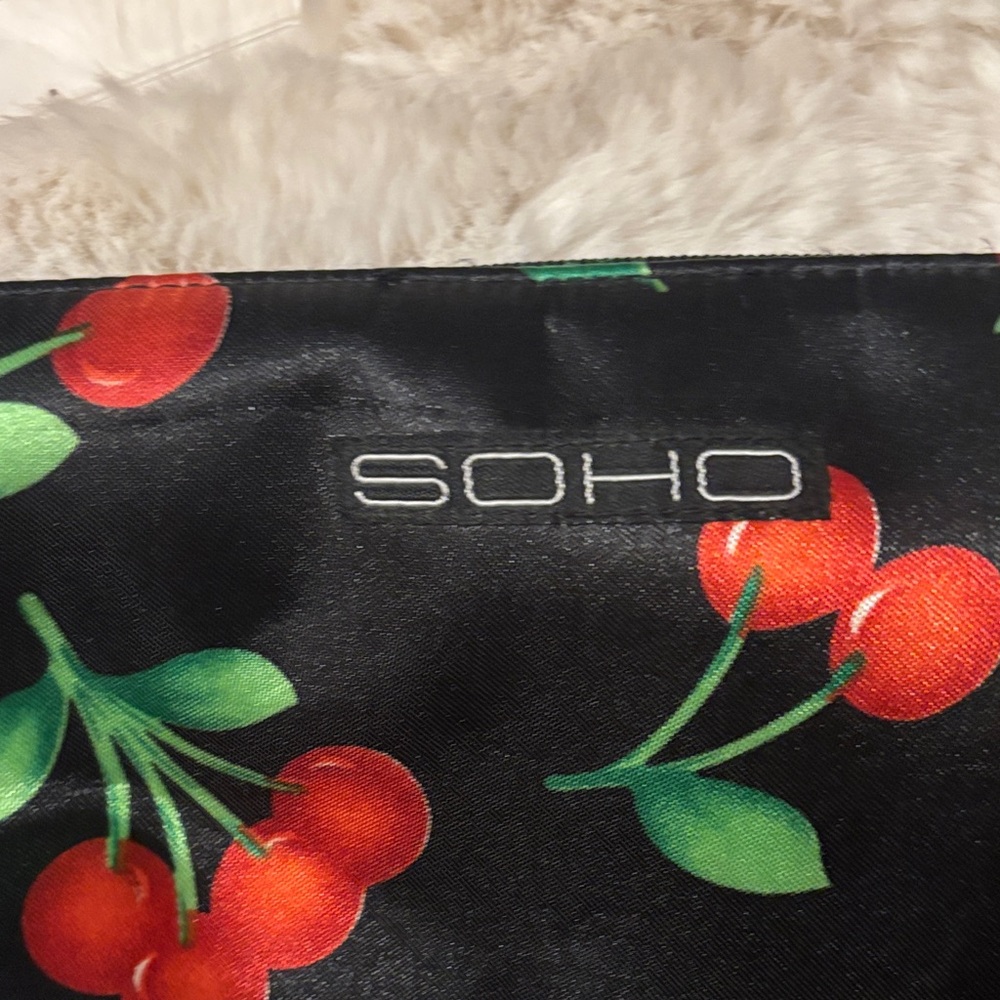 Soho Black and Red Cherry Cosmetic Bag - Picture 2 of 6